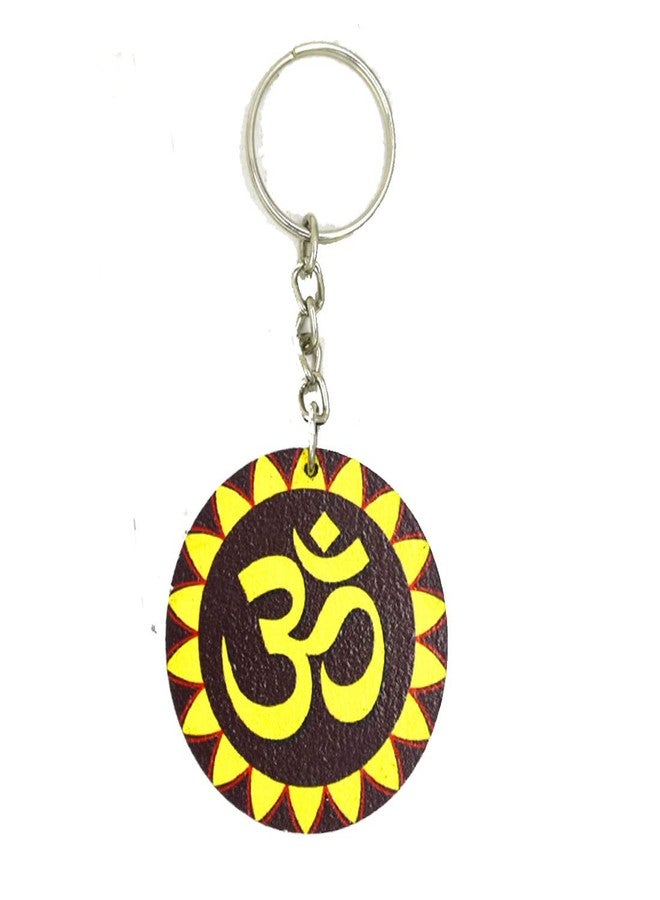 AFH Lord Shiva Om Wooden Multicolor Decorative Key Chain - Image 1